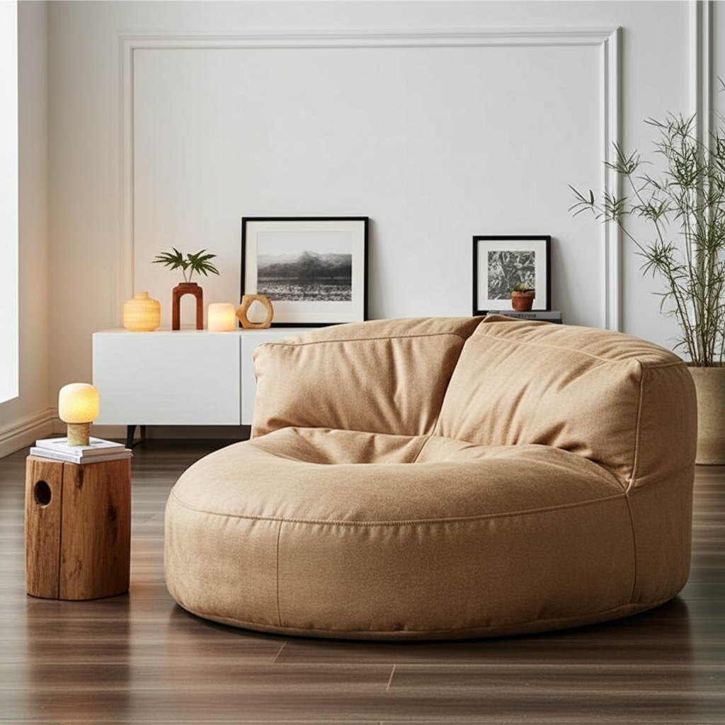 Wagrex - Beanbag Modern Round Retro-Leather