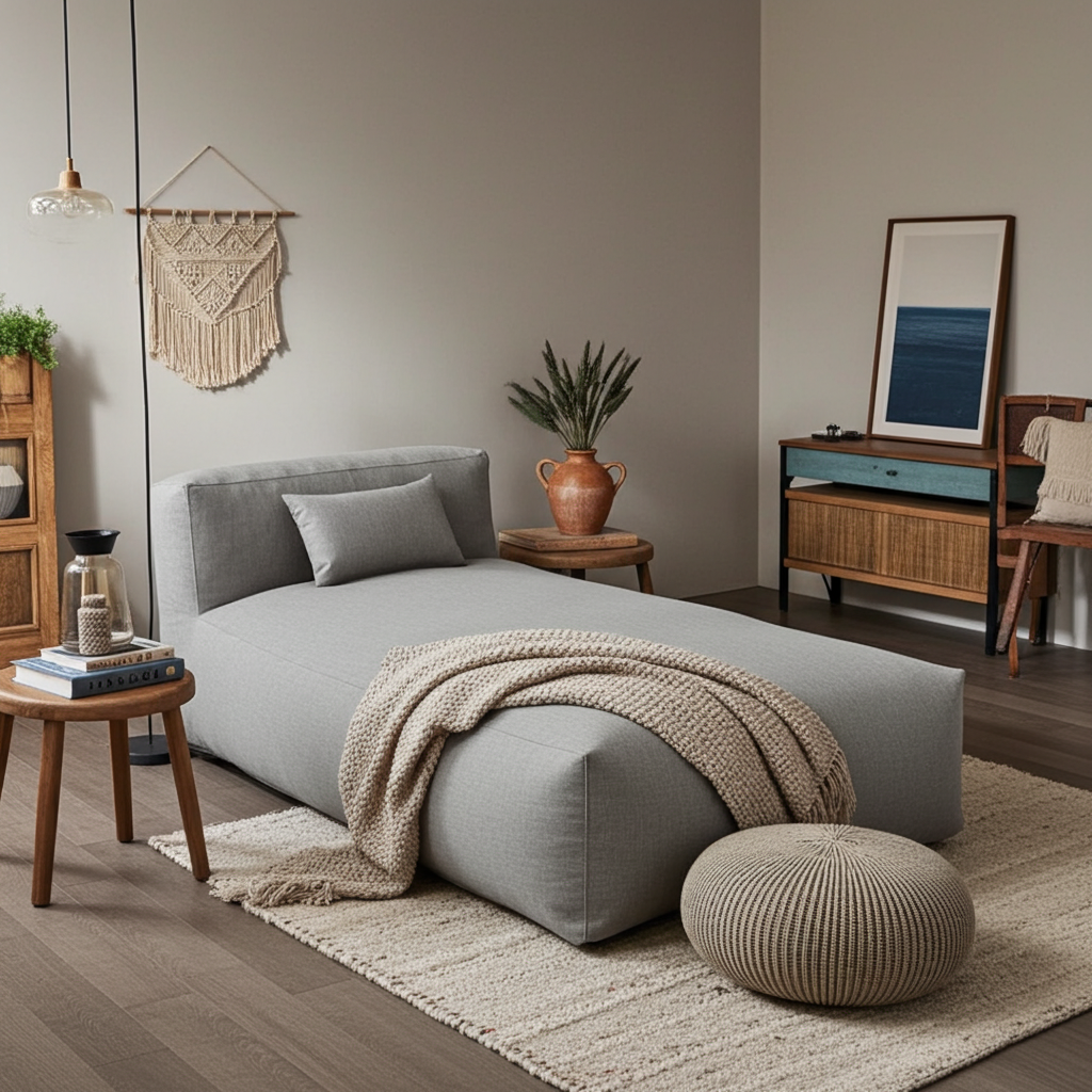 Wagrex - Beanbag Chaise Longue - Cotton Linen