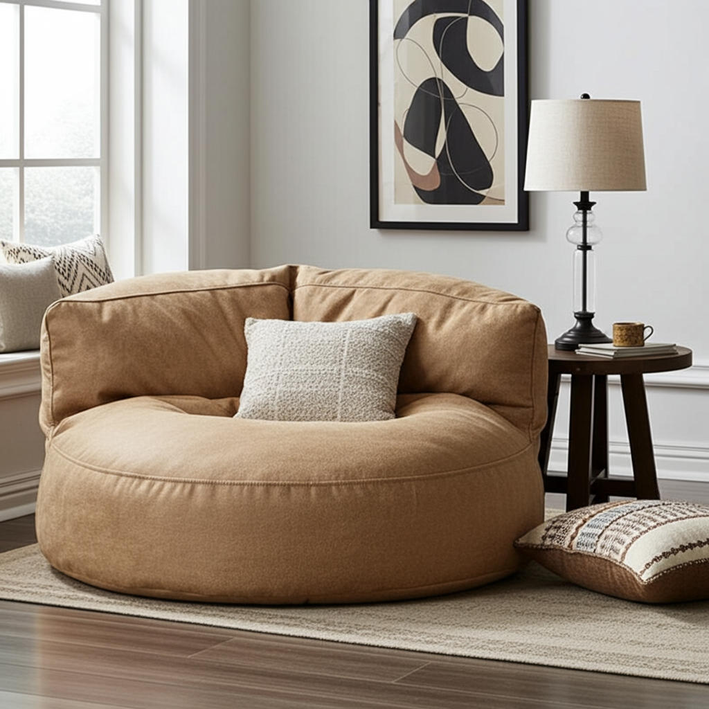 Wagrex - Beanbag Modern Round Retro-Leather