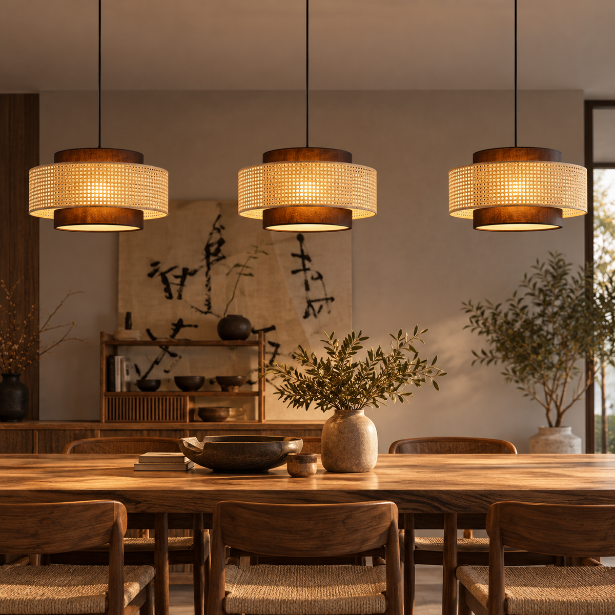 Woven Pendant Light – Rattan Wabi-Sabi & Japandi Style