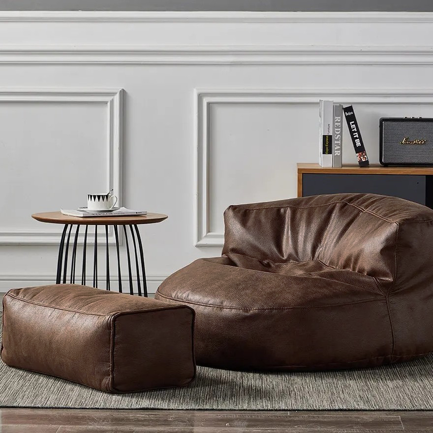 Wagrex - Beanbag Modern Round Retro-Leather
