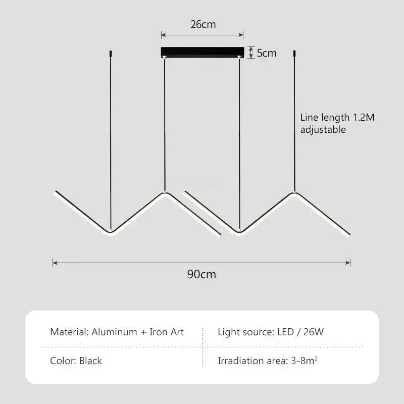 Modern LED Pendant Light | 90cm Dual Arm Design