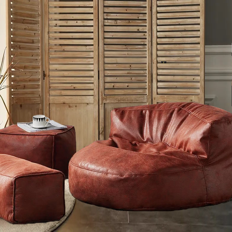 Wagrex - Beanbag Modern Round Retro-Leather