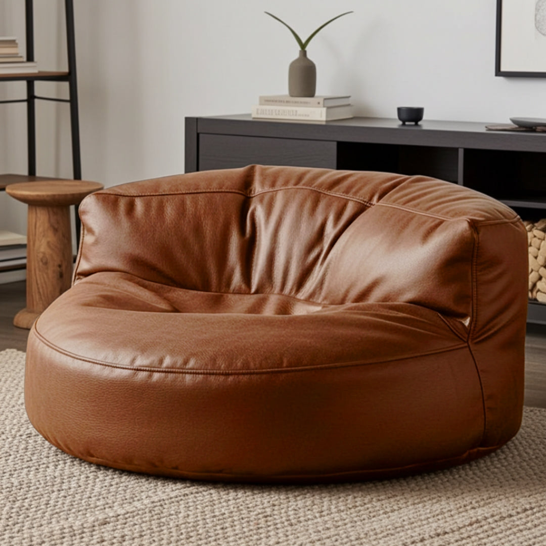 Wagrex - Beanbag Modern Round Retro-Leather