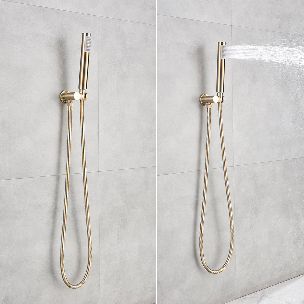 Inbouw Regendouche Set Met Handdouche - Messing Douchekraan Geborsteld goud