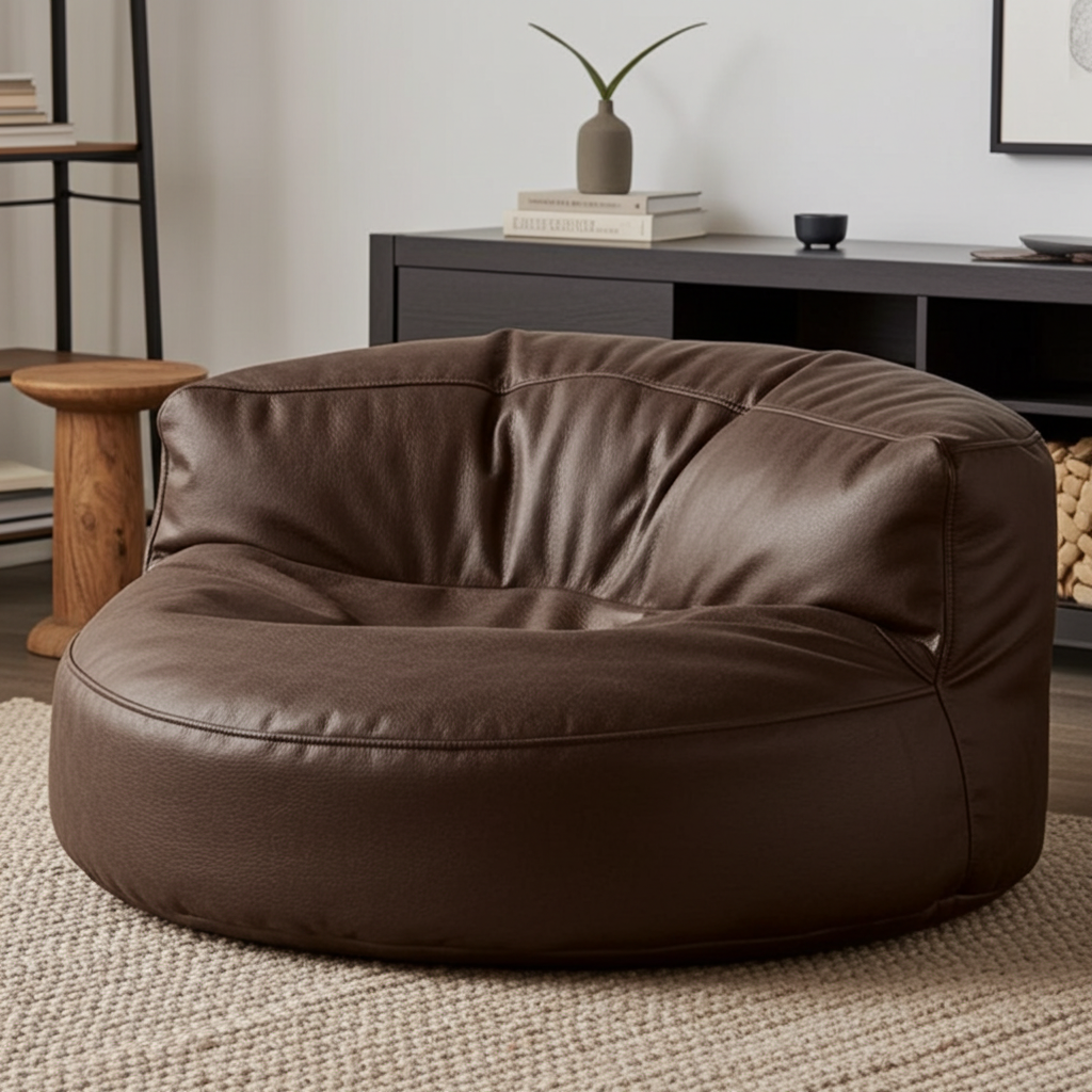 Wagrex - Beanbag Modern Round Retro-Leather