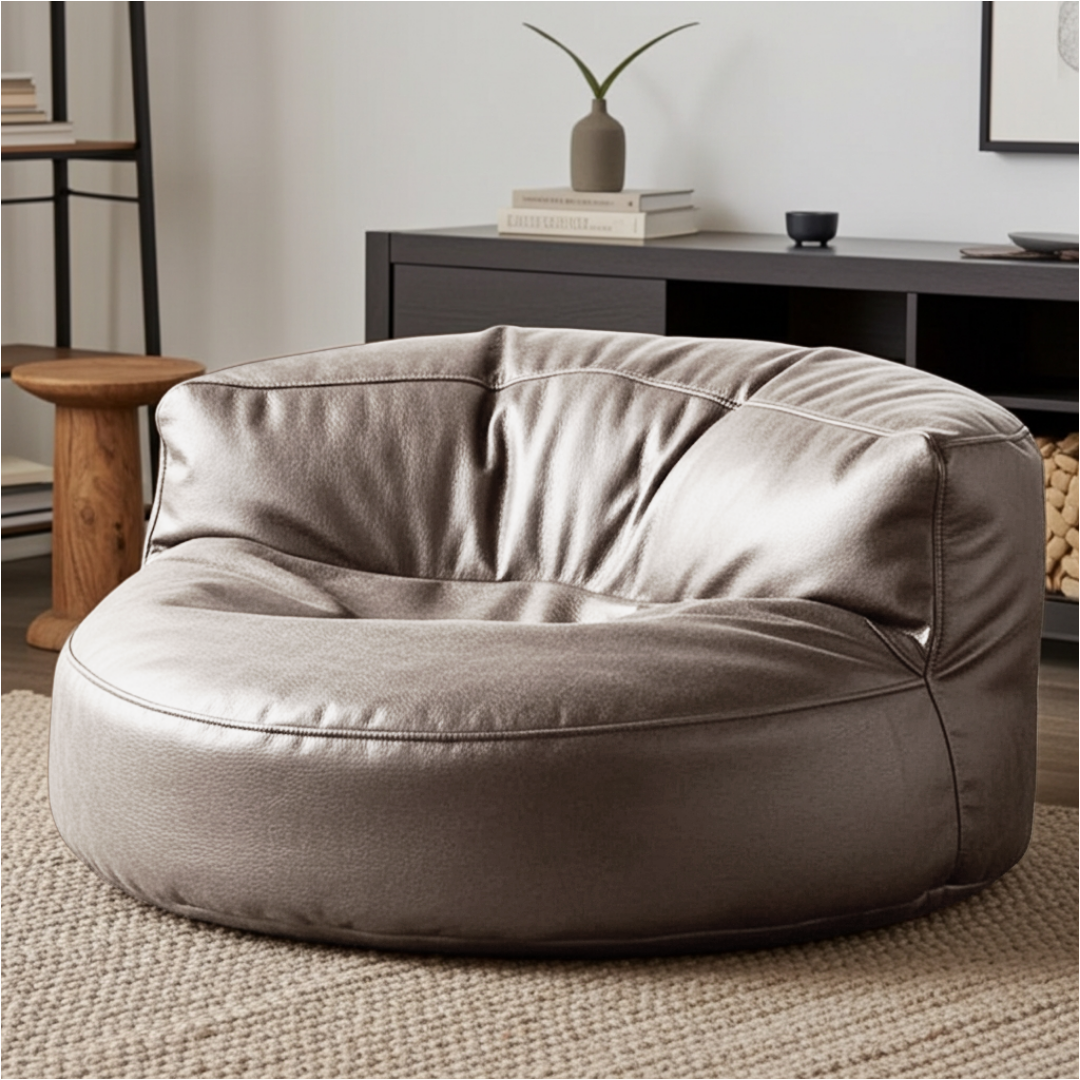 Wagrex - Beanbag Modern Round Retro-Leather