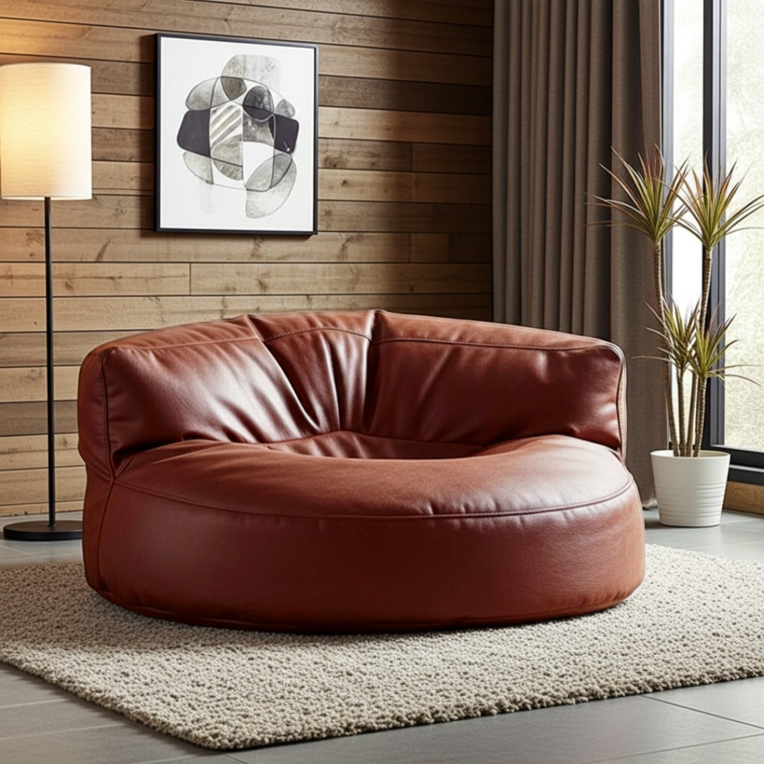 Wagrex - Beanbag Modern Round Retro-Leather
