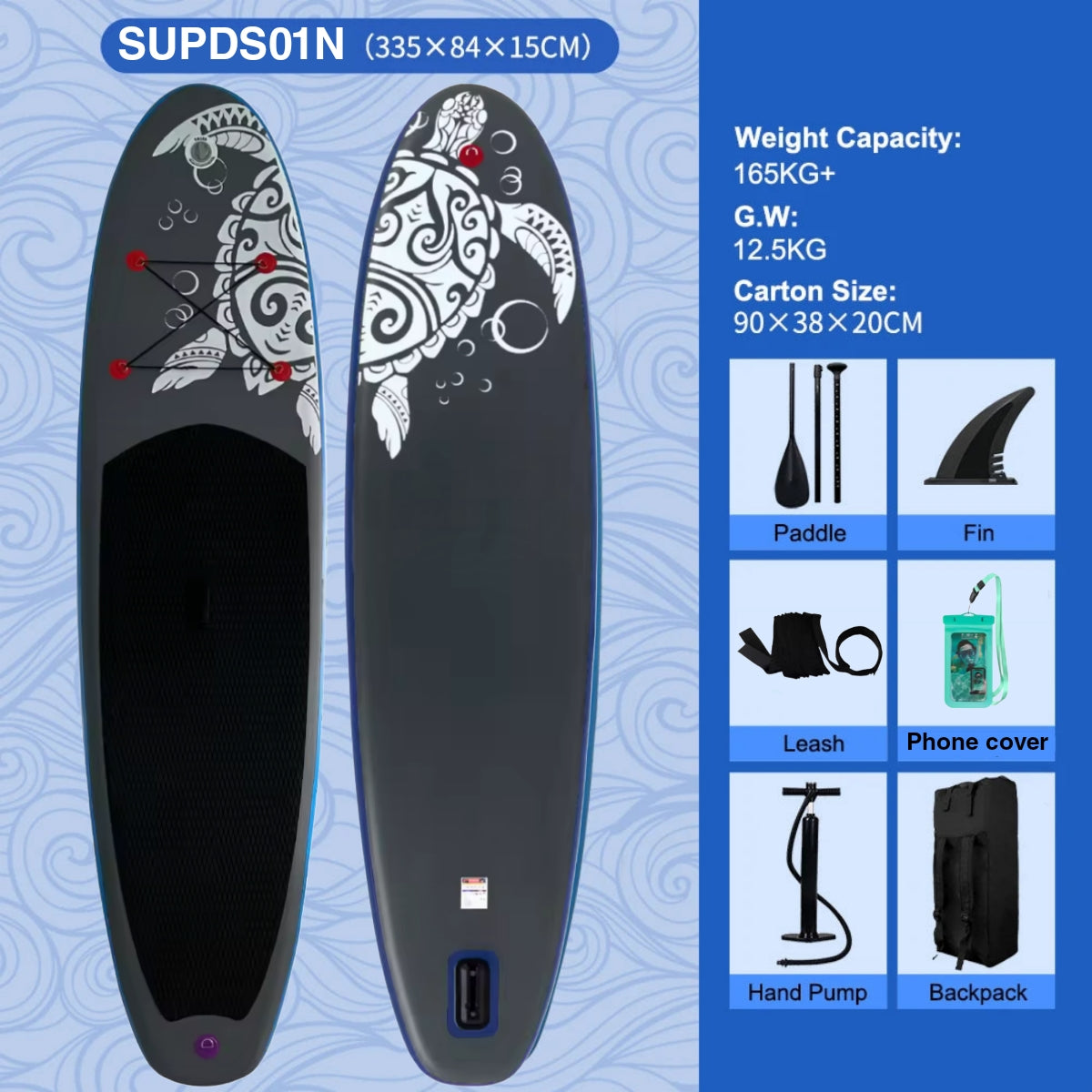 Aufblasbares SUP-Board mit Premium-Zubehör und Tragegurt