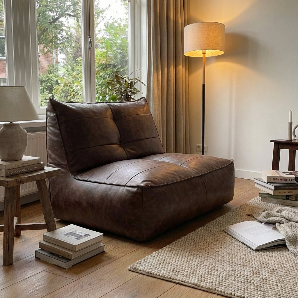 Wagrex - Fauteuil Beanbag Rib Modern Retro-Leather