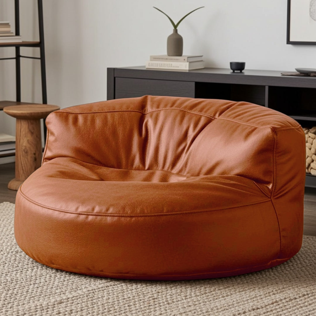 Wagrex - Beanbag Modern Round Retro-Leather