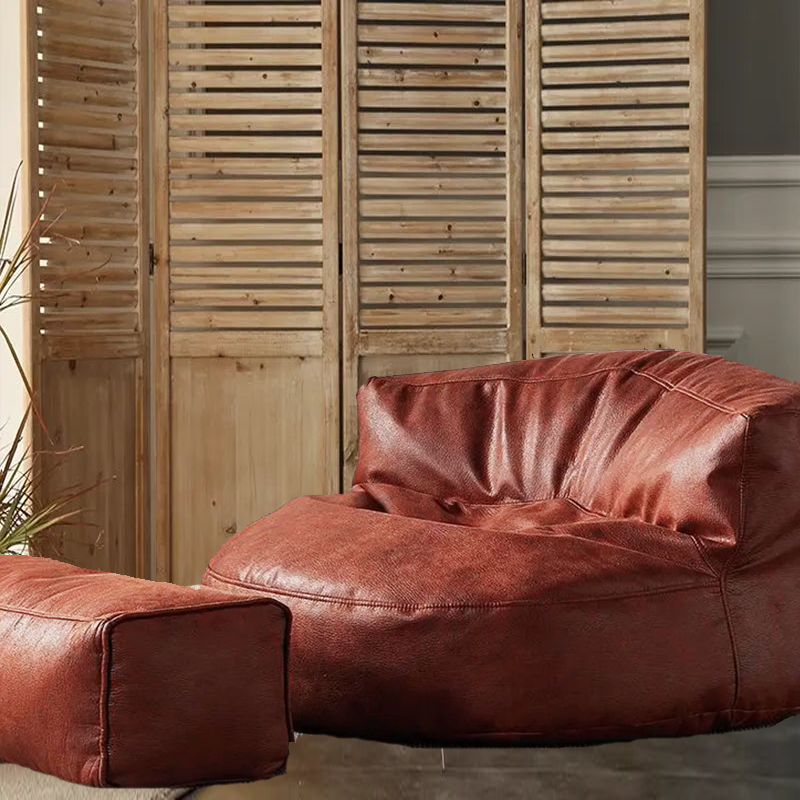 Wagrex - Beanbag Modern Round Retro-Leather