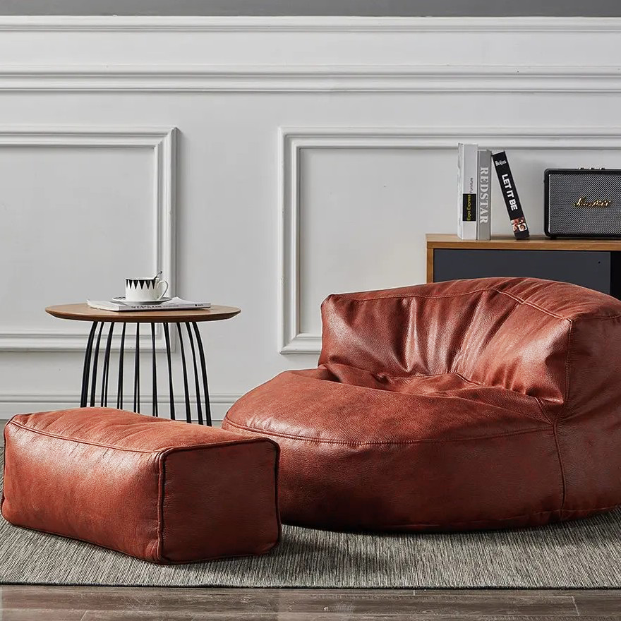 Wagrex - Beanbag Modern Round Retro-Leather