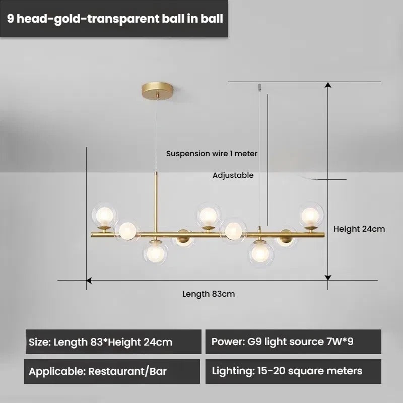 Designer LED Glass Globe Pendant Light (stock)