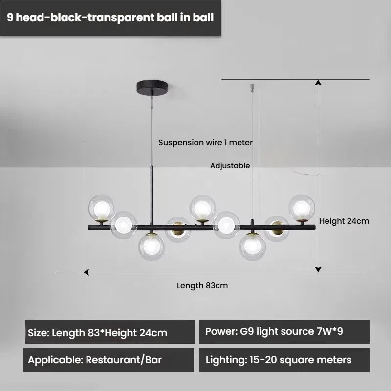 Designer LED Glass Globe Pendant Light (stock)
