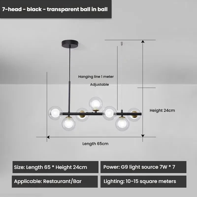 Designer LED Glass Globe Pendant Light (stock)