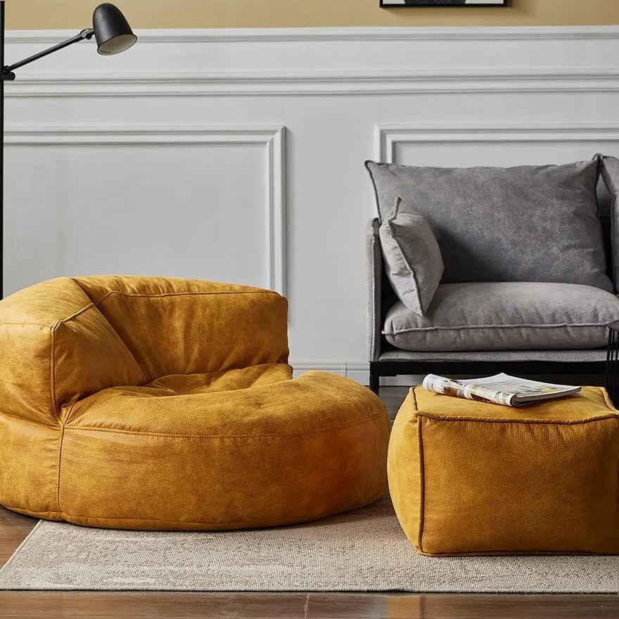 Wagrex - Beanbag Modern Round Retro-Leather