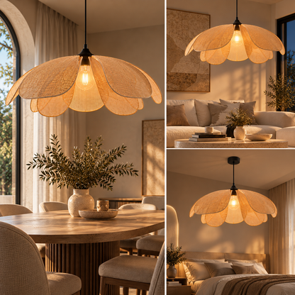 Stijlvolle Gewoven Bloem Hanglamp eettafel woonkamer