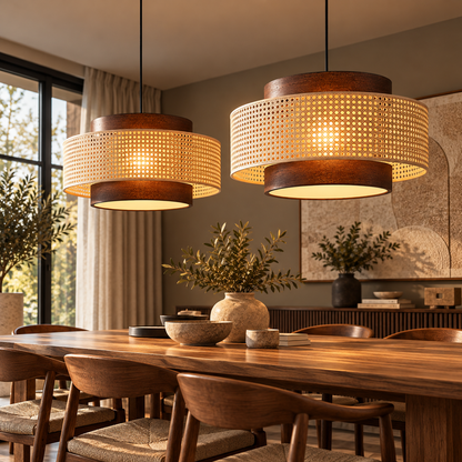 Woven Pendant Light – Rattan Wabi-Sabi & Japandi Style