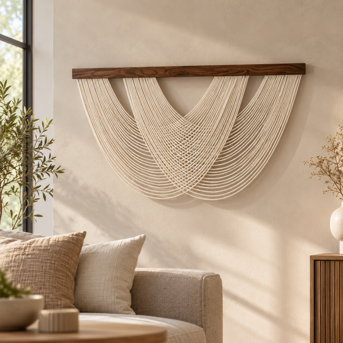Boho Cotton Rope Wall Hanging Tapestry 100 x 60 cm