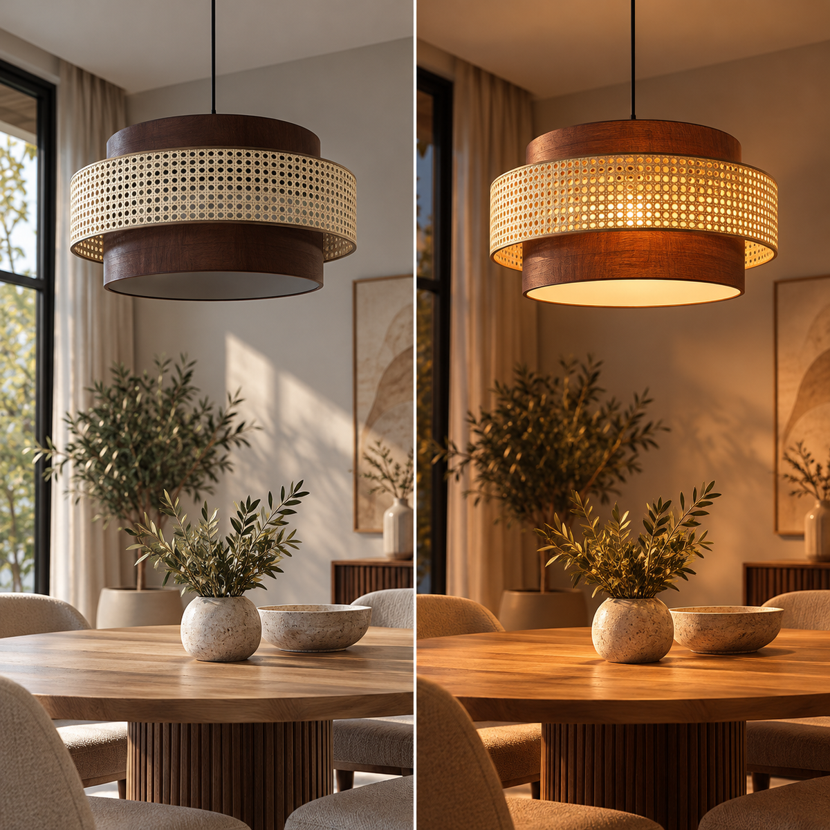 Woven Pendant Light – Rattan Wabi-Sabi & Japandi Style