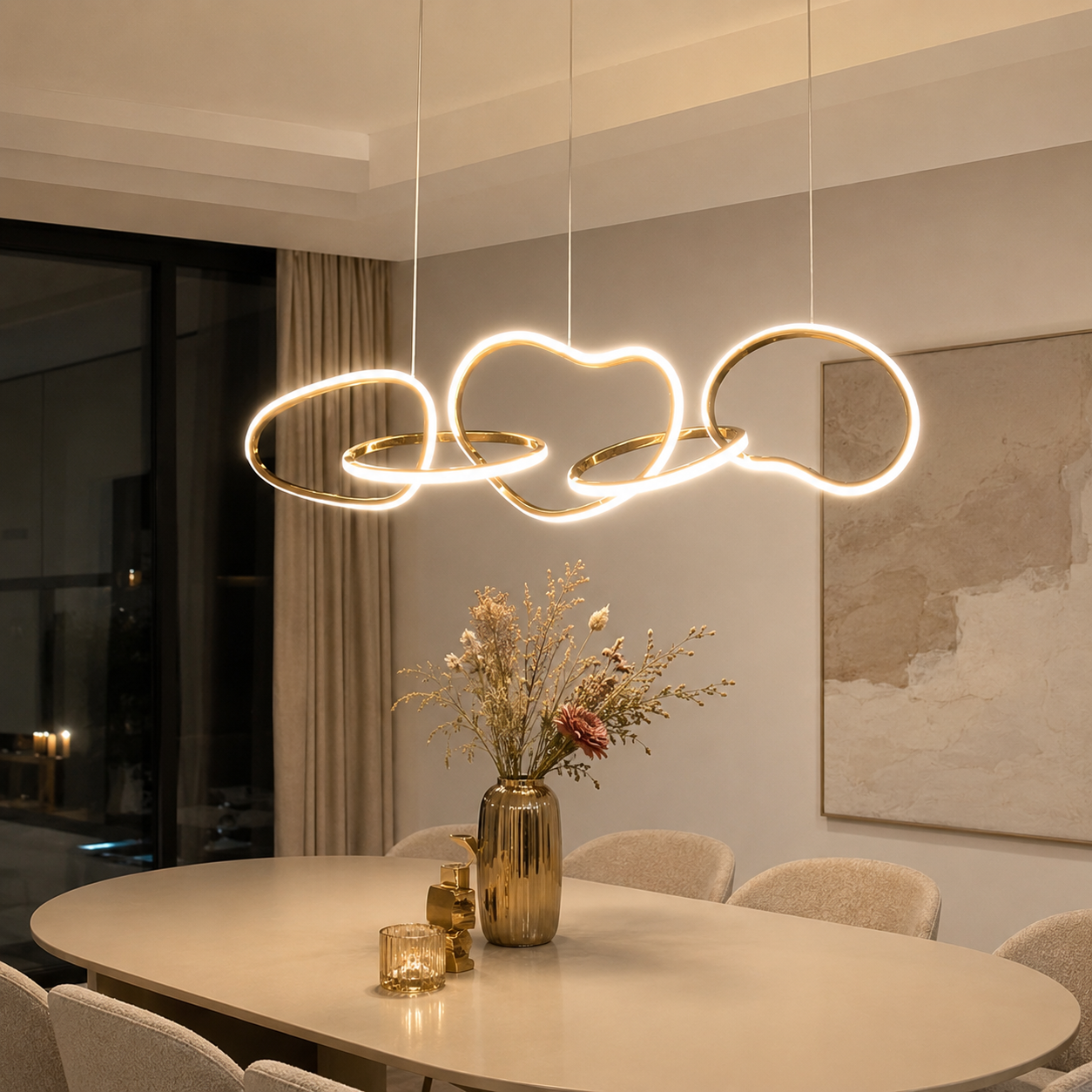 AURELIUS - Gold Ring Dining Room Pendant Light - Modern LED