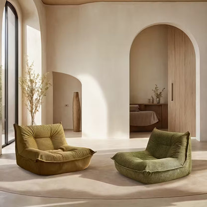 Luxurious Olive Green Corduroy Lounge Chair