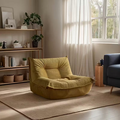 Luxurious Olive Green Corduroy Lounge Chair