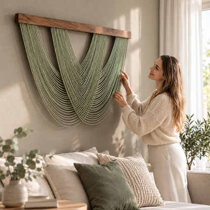Boho Cotton Rope Wall Hanging Tapestry 100 x 60 cm