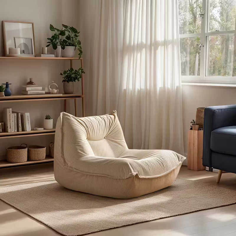 Luxurious Olive Green Corduroy Lounge Chair