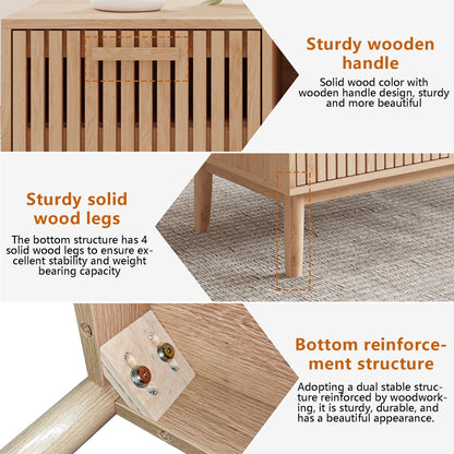 Solid Wood Coffee Table - Natural Low Side Table for Living Room