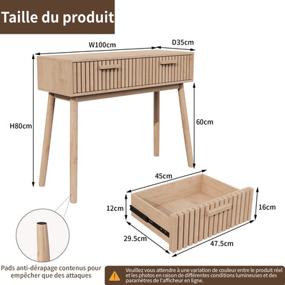 Console Table with Two Drawers - Elegant Entrance Hall Table with High Legs