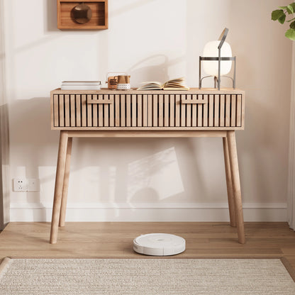 Console Table with Two Drawers - Elegant Entrance Hall Table with High Legs