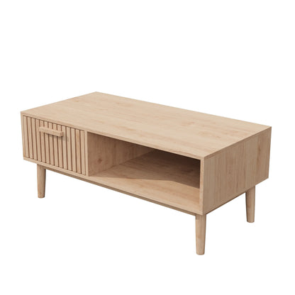 Solid Wood Coffee Table - Natural Low Side Table for Living Room