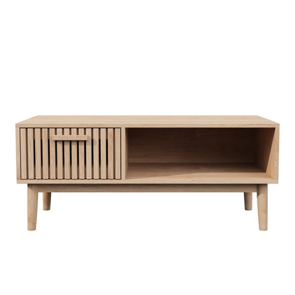 Solid Wood Coffee Table - Natural Low Side Table for Living Room