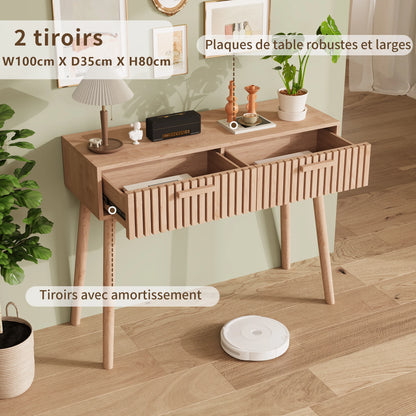 Console Table with Two Drawers - Elegant Entrance Hall Table with High Legs