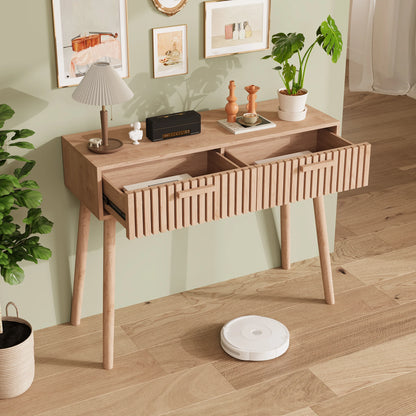 Console Table with Two Drawers - Elegant Entrance Hall Table with High Legs