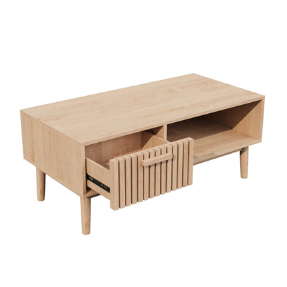 Solid Wood Coffee Table - Natural Low Side Table for Living Room
