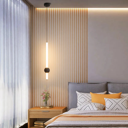 Minimalist Bedside Pendant Light - Modern Single Head LED Lamp