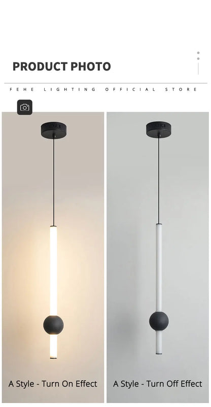 Minimalist Bedside Pendant Light - Modern Single Head LED Lamp
