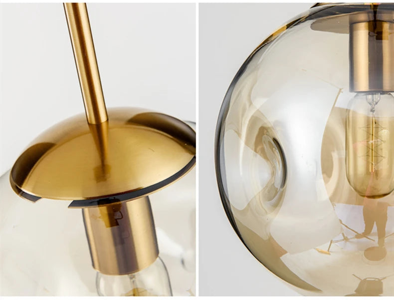 Glass Ball Pendant Lamp – Smoky Grey or Amber | Small & Large