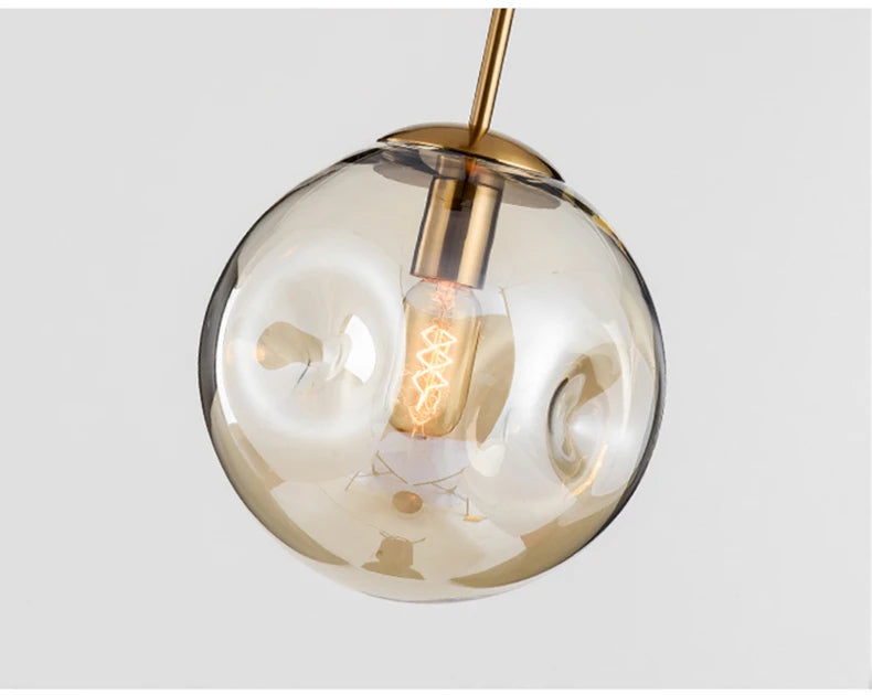 Glass Ball Pendant Lamp – Smoky Grey or Amber | Small & Large