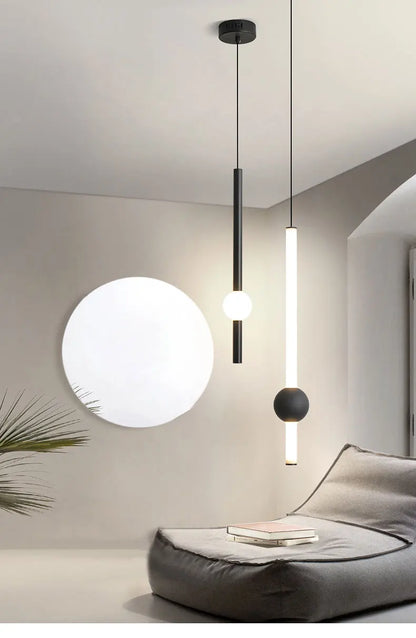 Minimalist Bedside Pendant Light - Modern Single Head LED Lamp
