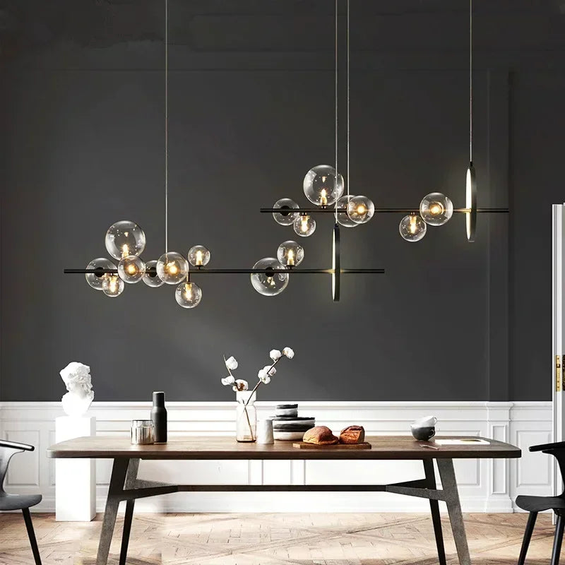 NOSTAGA Glass Circle Pendant Light – LED Chandelier (horizontal)