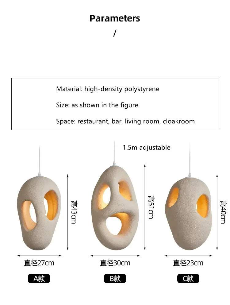 Wabi-Sabi Resin Pendant Light - Modern Sculptural Hanging Lamp