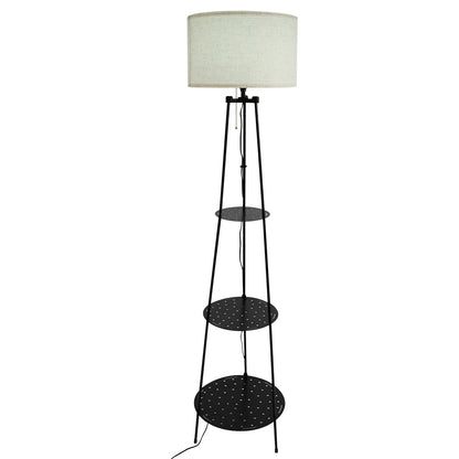 Modern Floor Lamp with 3-Tier Shelf - E27 Standing Light with Storage
