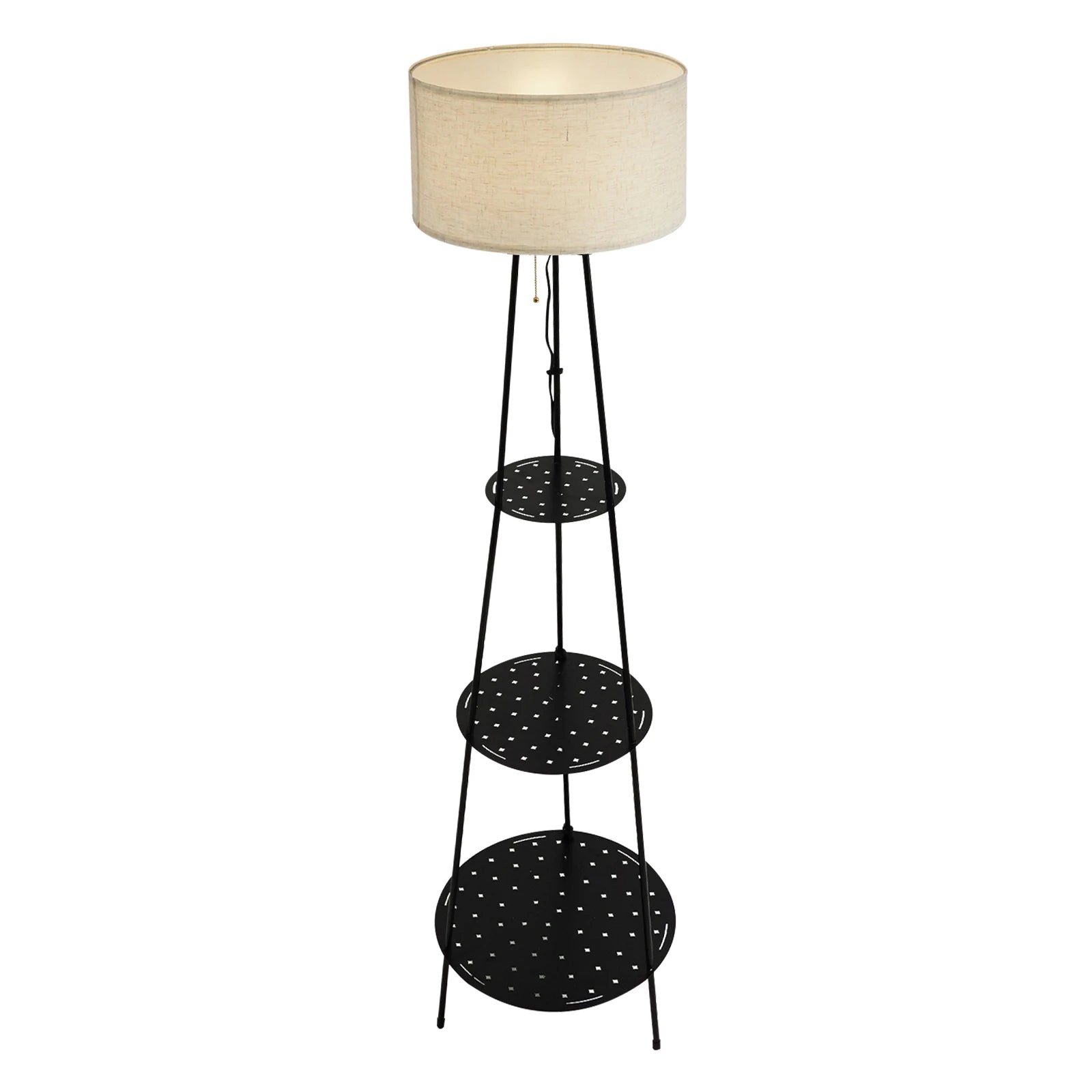 Modern Floor Lamp with 3-Tier Shelf - E27 Standing Light with Storage