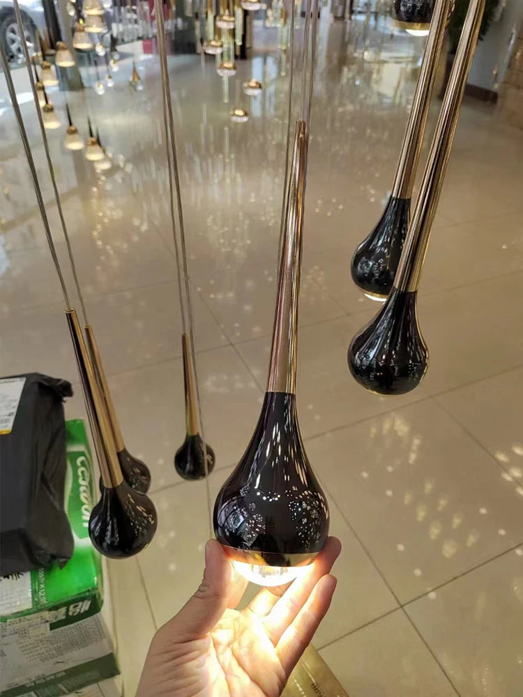 LED Staircase Pendant Light – Black and Gold
