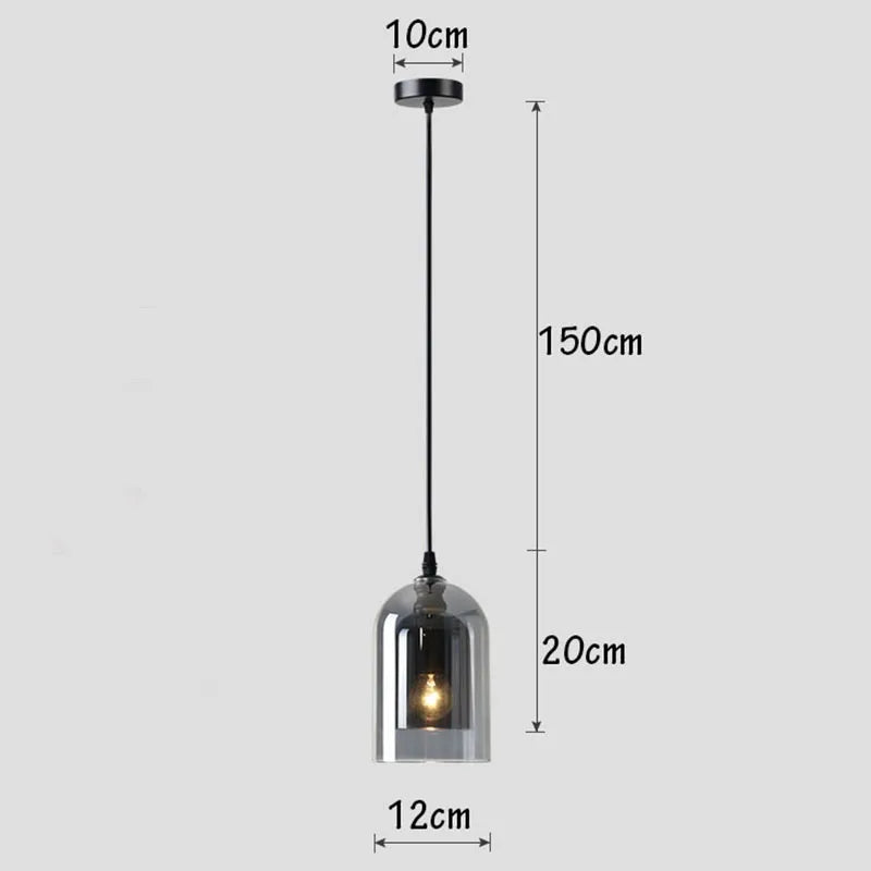 Modern Pendant Lamp – Glass & Iron, 1 or 3 Heads, Dimmable