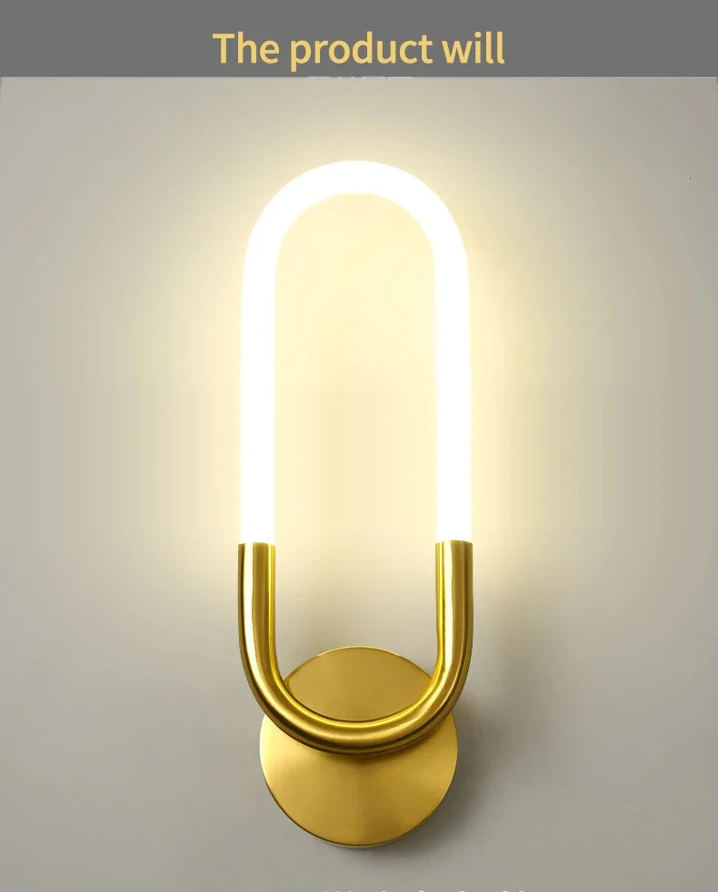 U-vormige led-wandlamp – Art-decodesign | Koper of zwart